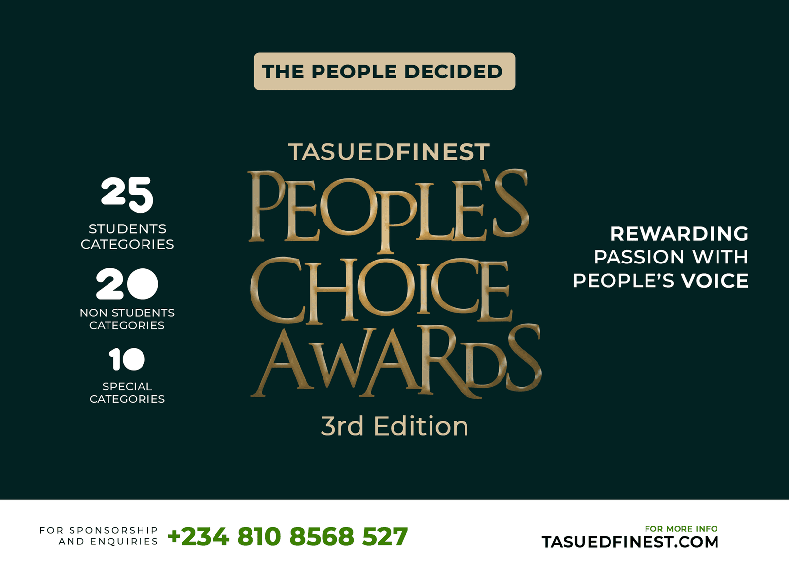 TASUEDFinest Unveils 3rd Edition of the People's Choice Awards: Celebrating Youth Excellence