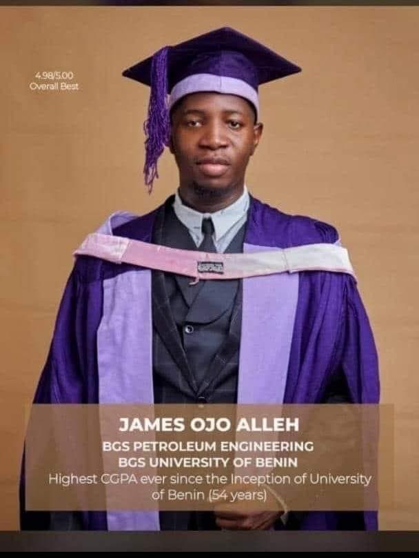 James Ojo Alleh Clinches Best Graduating Student Award at UNIBEN’s 50th Convocation